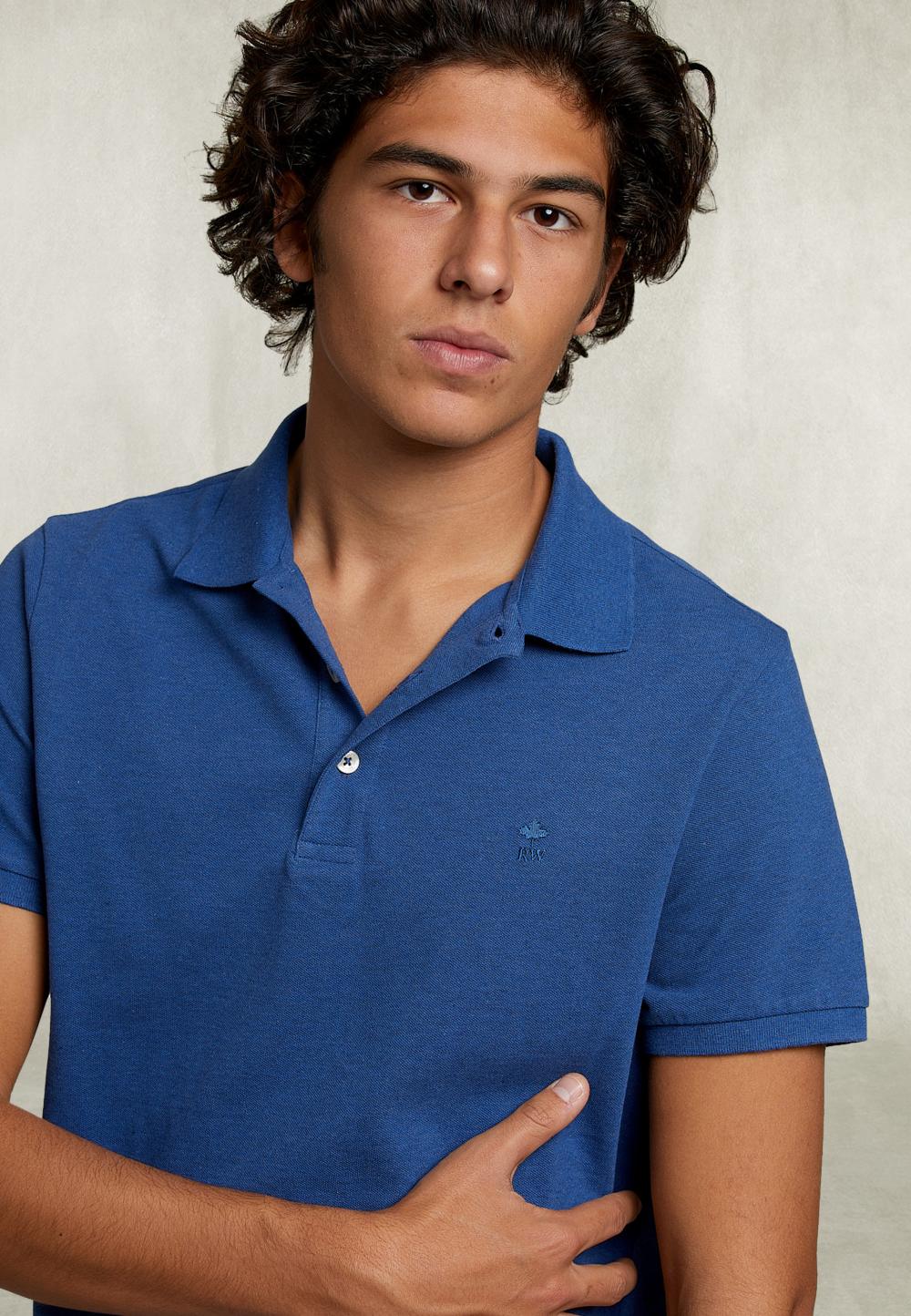 Custom Fit Pima Cotton Polo Exotic Mix - Blauw