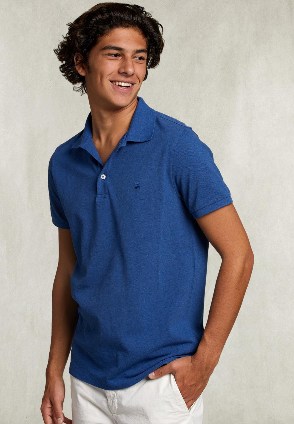 Custom Fit Pima Cotton Polo Exotic Mix - Blauw
