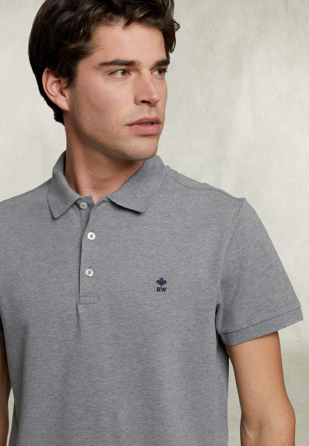 Custom Fit Pima Cotton Polo Oxford Mix - Grijs