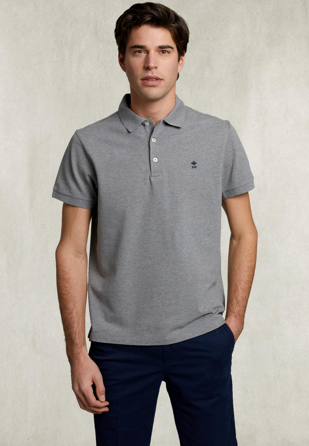 Custom Fit Pima Cotton Polo Oxford Mix - Grijs