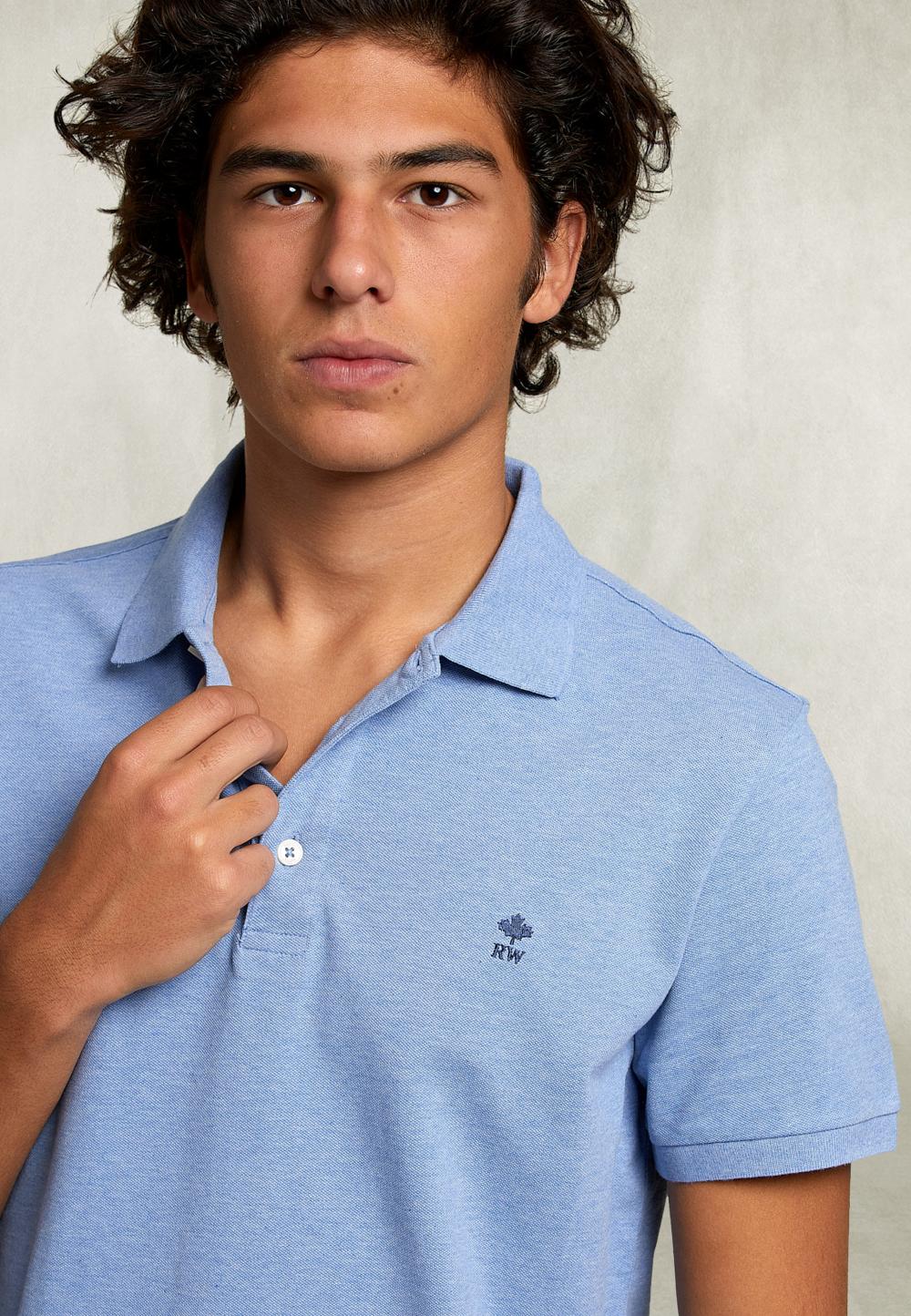 Custom Fit Pima Cotton Polo Pool Mix - Blauw