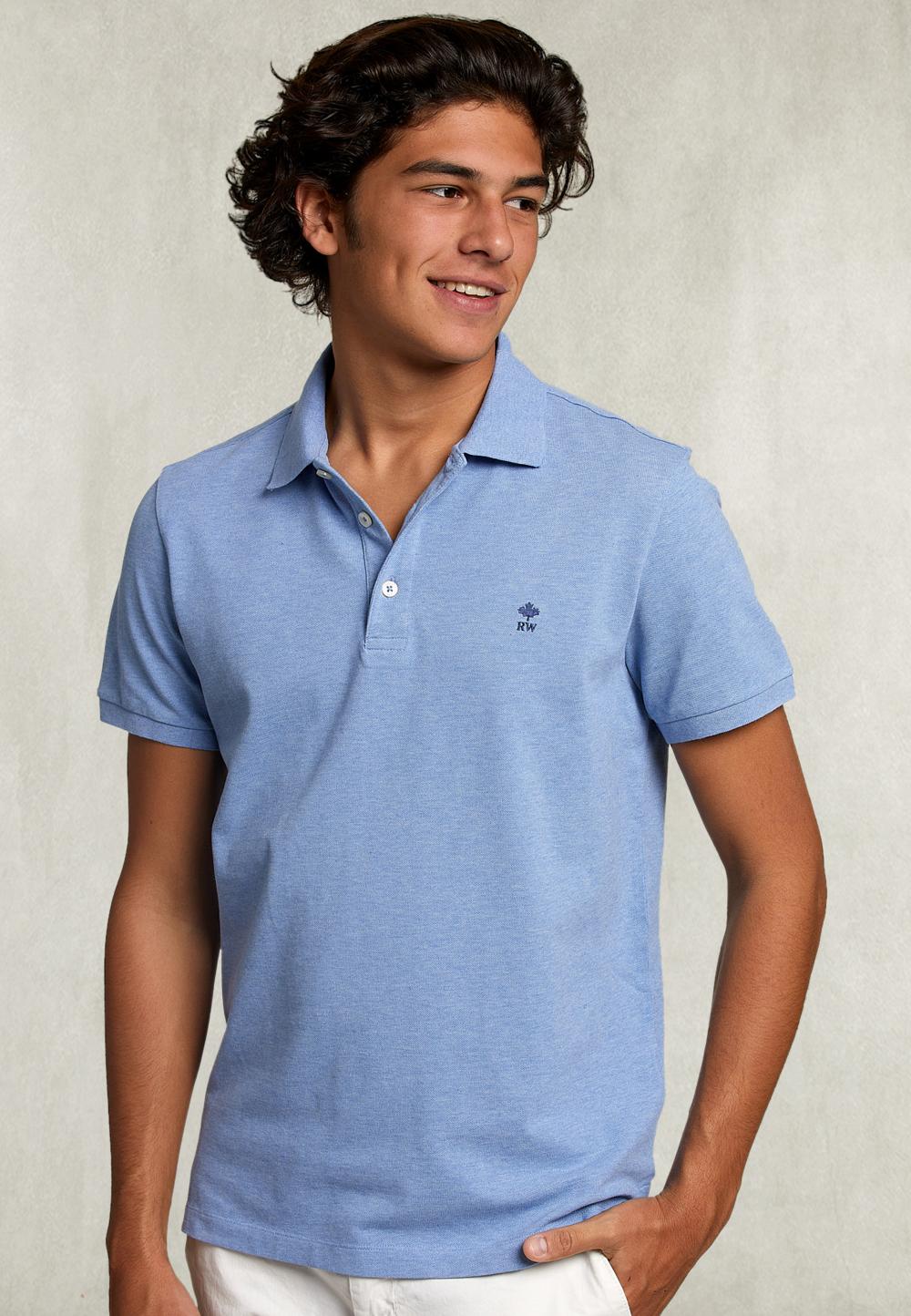 Custom Fit Pima Cotton Polo Pool Mix - Blauw