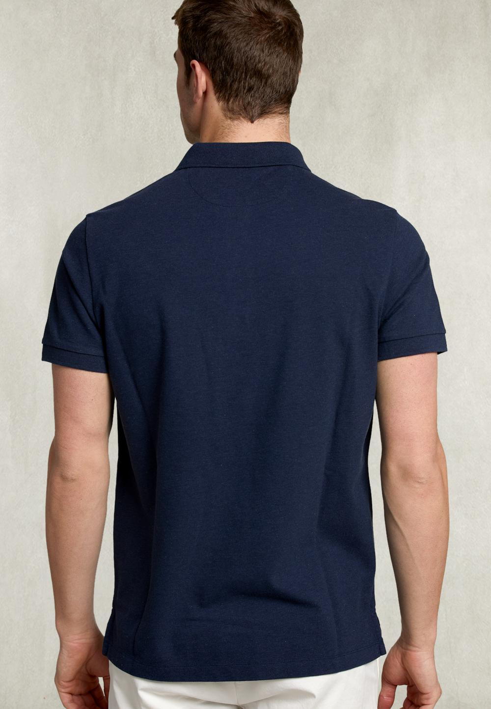 Custom Fit Pima Cotton Polo Denim Mix - Blauw