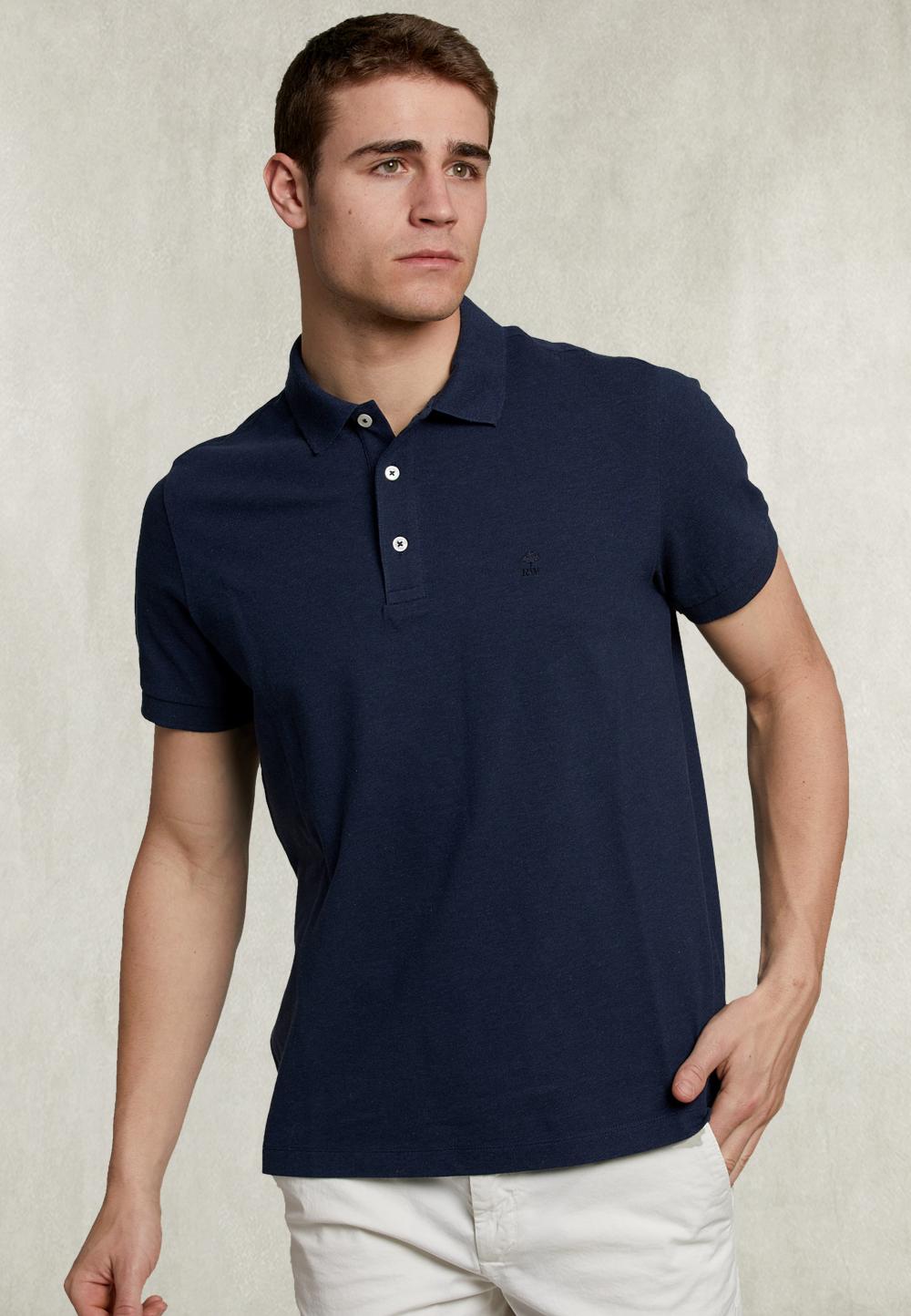 Custom Fit Pima Cotton Polo Denim Mix - Blauw