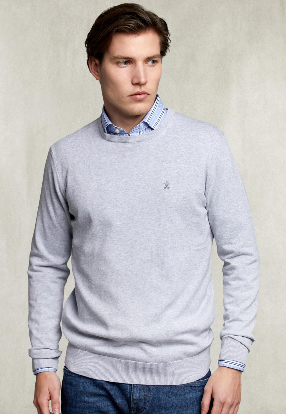 Basic Crew Neck Pullover Pearl Mix - Gris