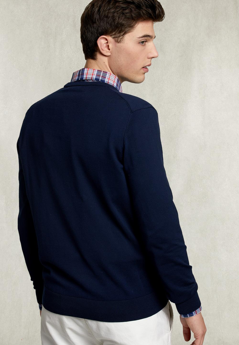 Basic V-Neck Pullover Navy - Bleu