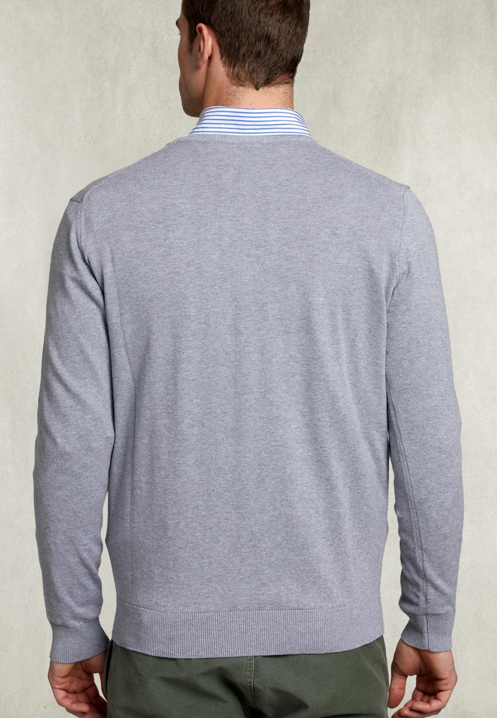Basic V-Neck Pullover Oxoford Mix - Gris