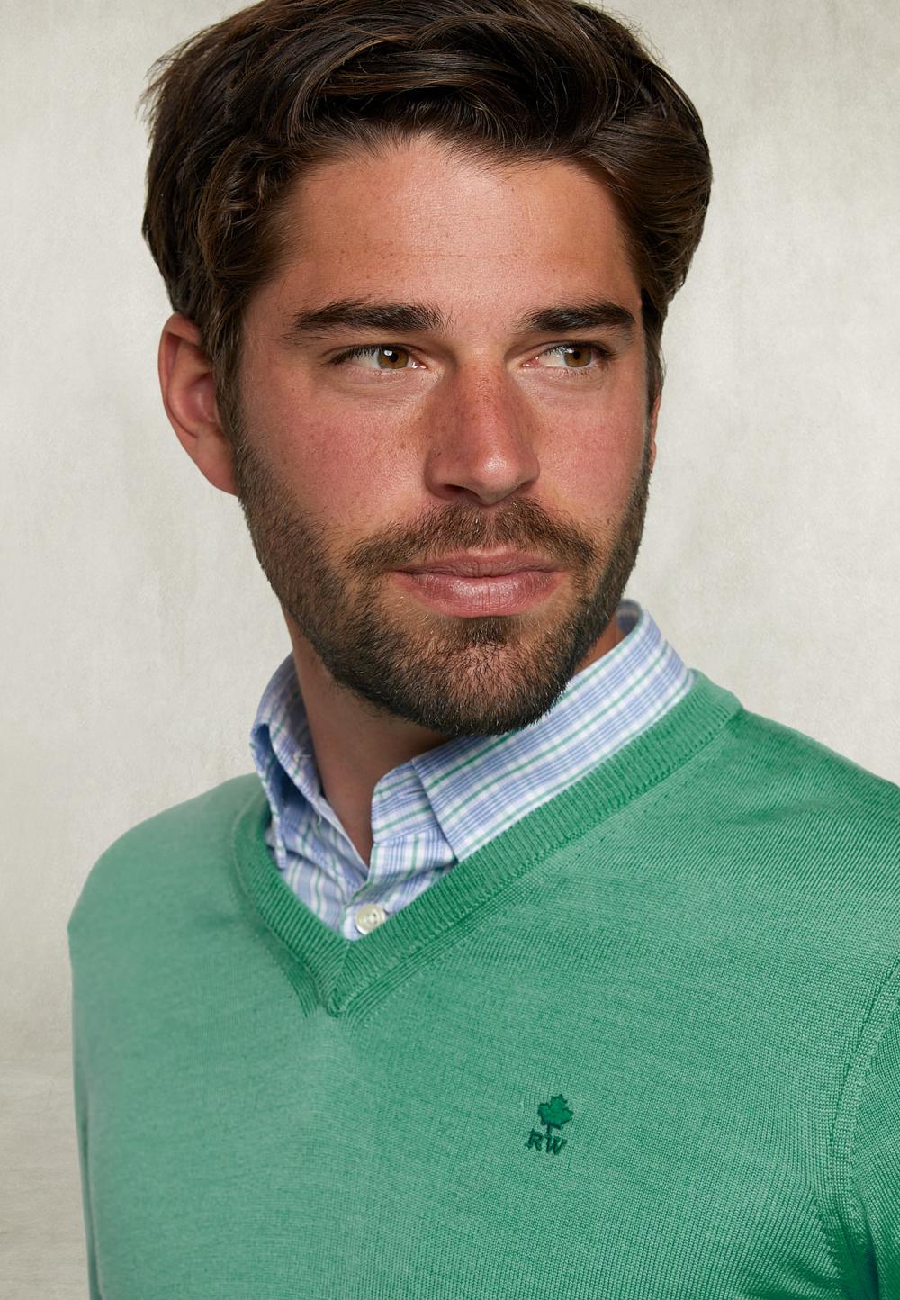Basic Merino V-Neck Pullover Margarita Mix - Vert
