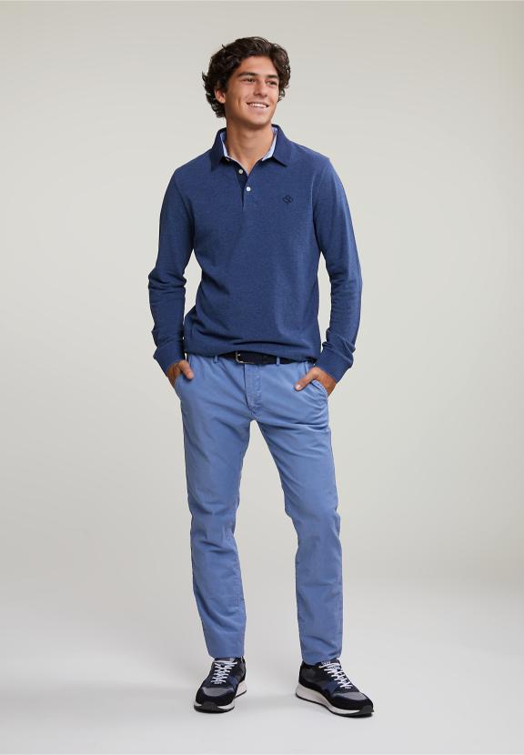 Slim Fit Basic Chino Pants Colorado Blue - Blauw