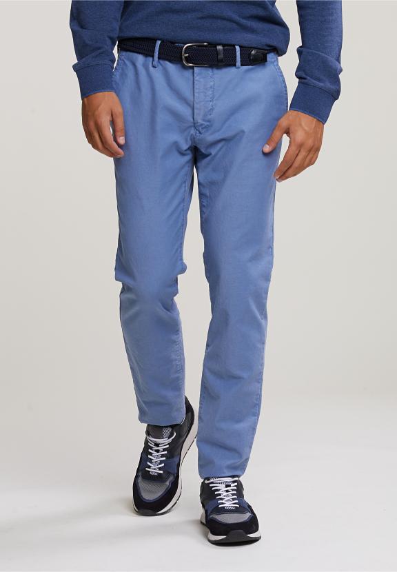 Slim Fit Basic Chino Pants Colorado Blue - Blauw