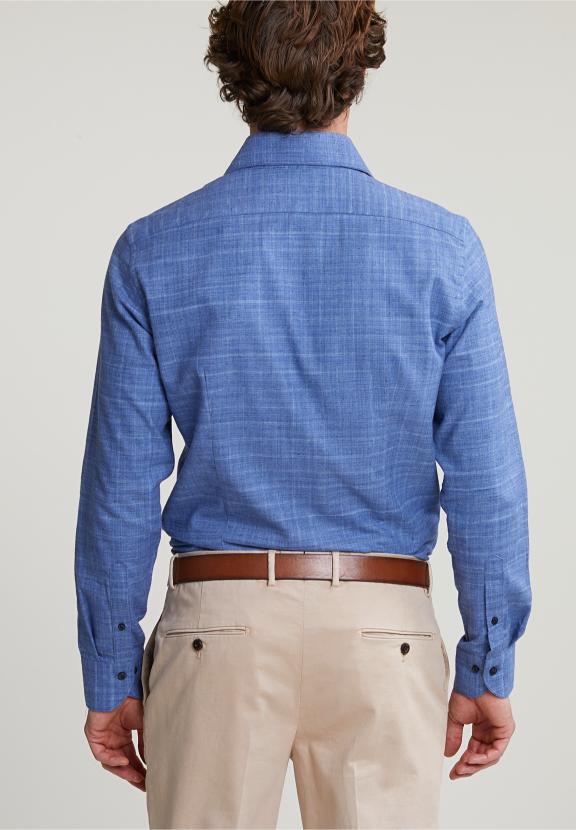 Slim Fit Checked Shirt Blue - Meervoudig