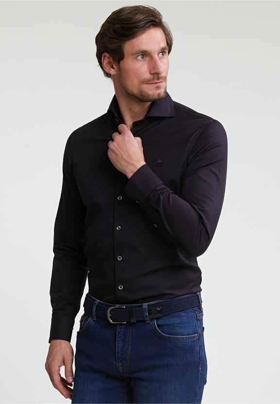 Slim Fit Uni Shirt Blue - Bleu