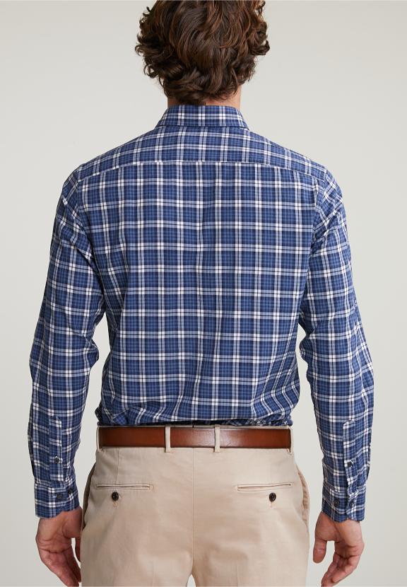Custom Fit Checked Shirt Blue/White - Bleu