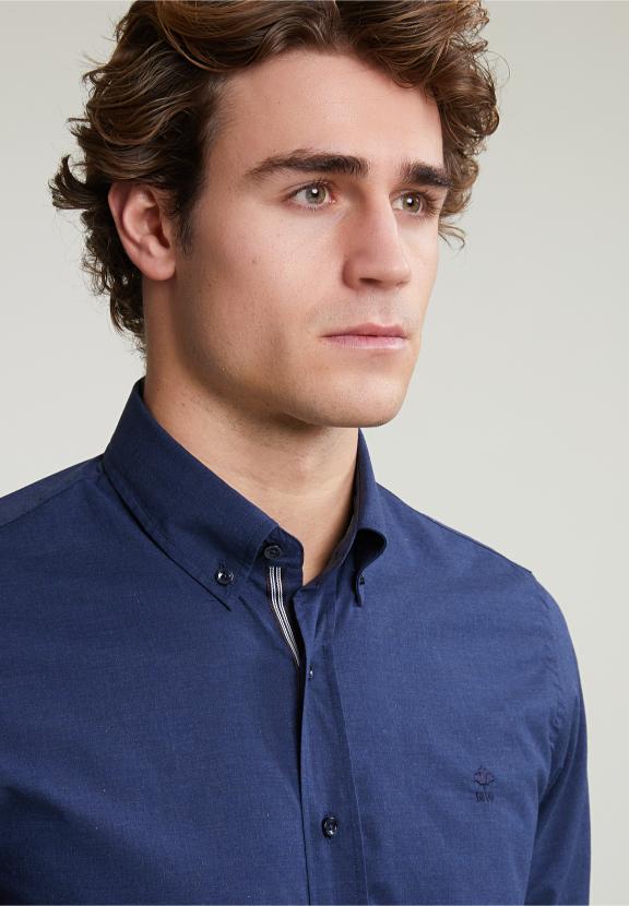 Custom Fit Uni Shirt Blue - Bleu