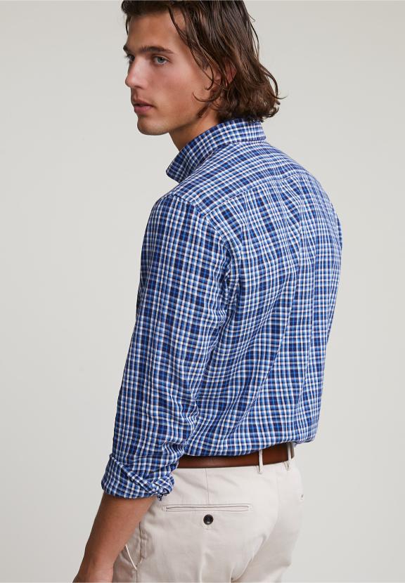Custom Fit Checked Shirt Blue/White - Multi