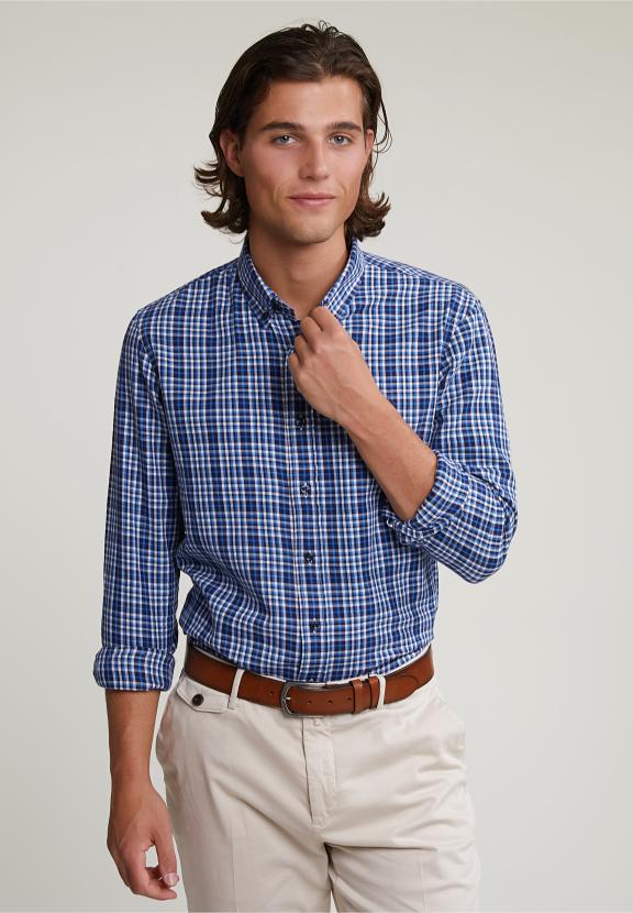 Custom Fit Checked Shirt Blue/White - Multi