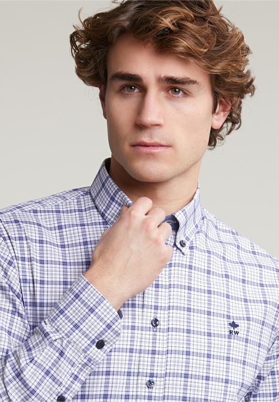 Custom Fit Checked Shirt Multi - Grijs