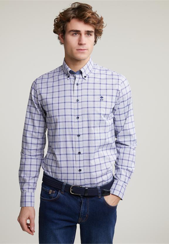 Custom Fit Checked Shirt Multi - Grijs