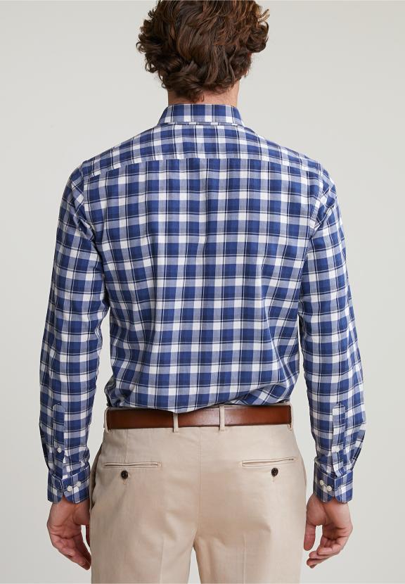 Custom Fit Checked Shirt Blue/White - Bleu
