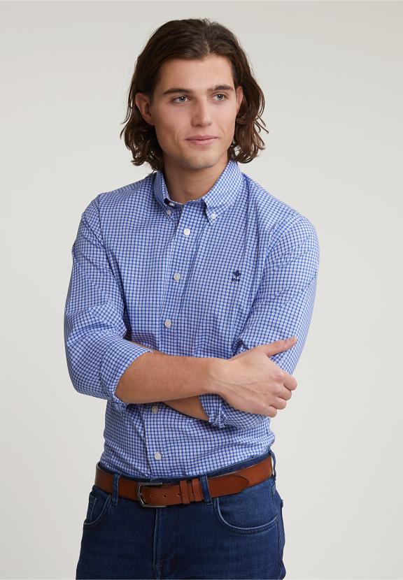 Custom Fit Checked Shirt Blue/White - Multi