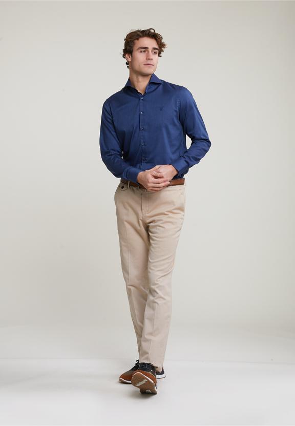 Custom Fit Uni Stretch Shirt Blue - Bleu