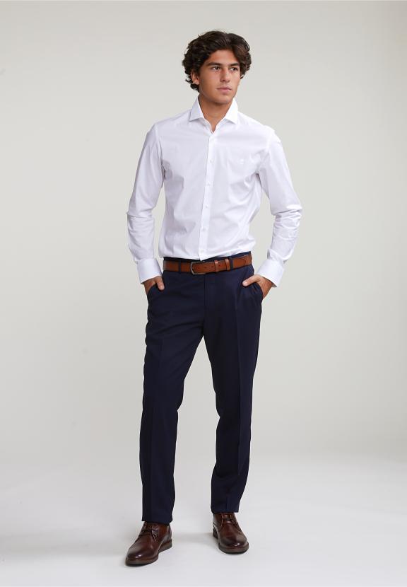Slim Fit Uni Shirt White - Blanc