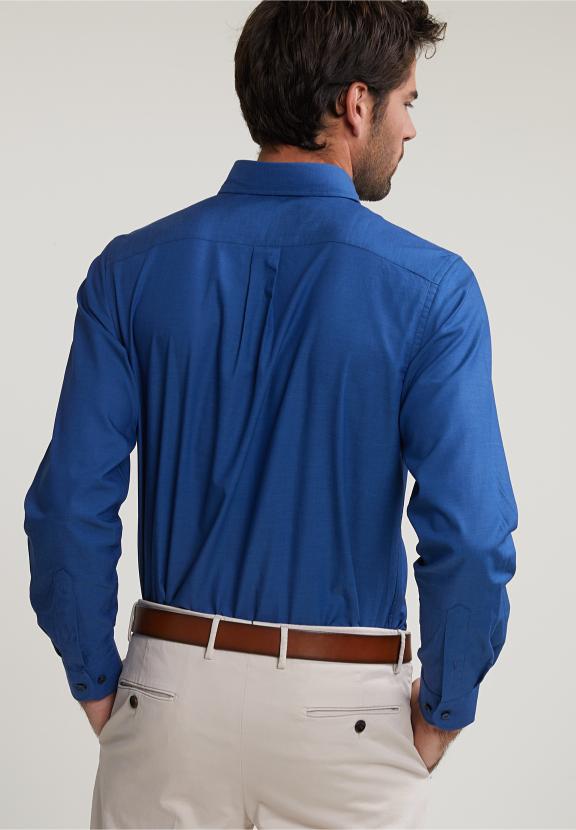 Regular Fit Uni Cotton Shirt Bleu - Blauw