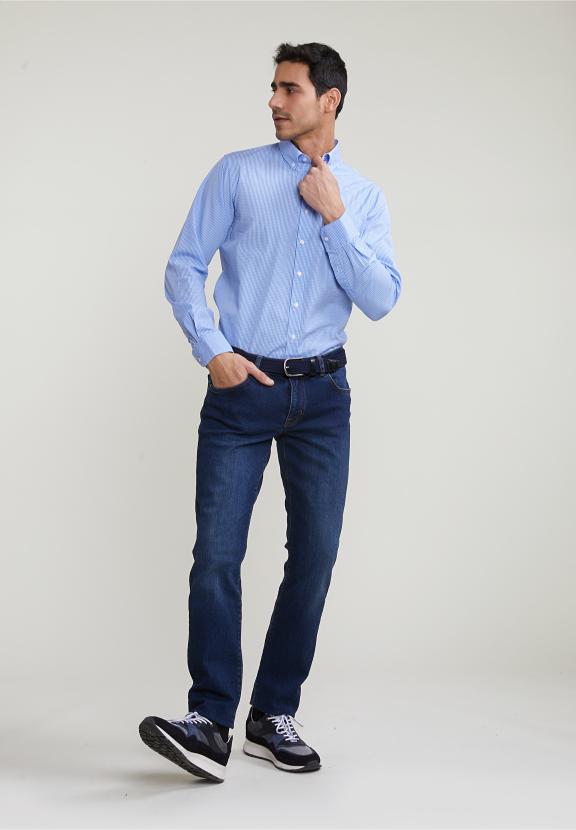 Regular Fit Checked Shirt With Pocket Blue/White - Multi