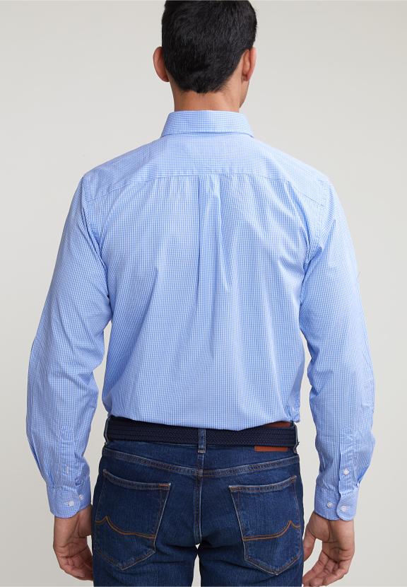 Regular Fit Checked Shirt With Pocket Blue/White - Multi