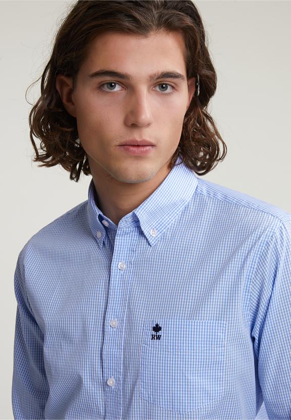 Slim Fit Checked Shirt With Pocket Blue/White - Multi