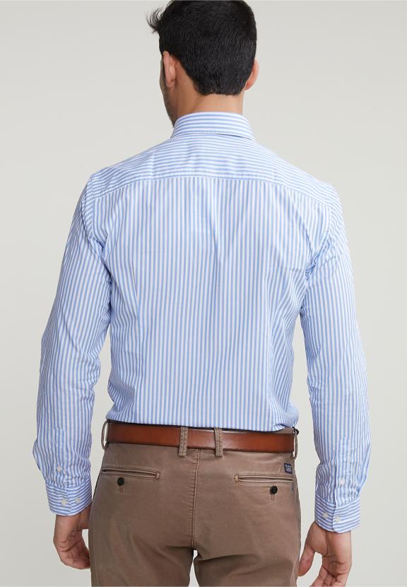 Slim Fit Striped Shirt With Pocket Blue/White - Multi