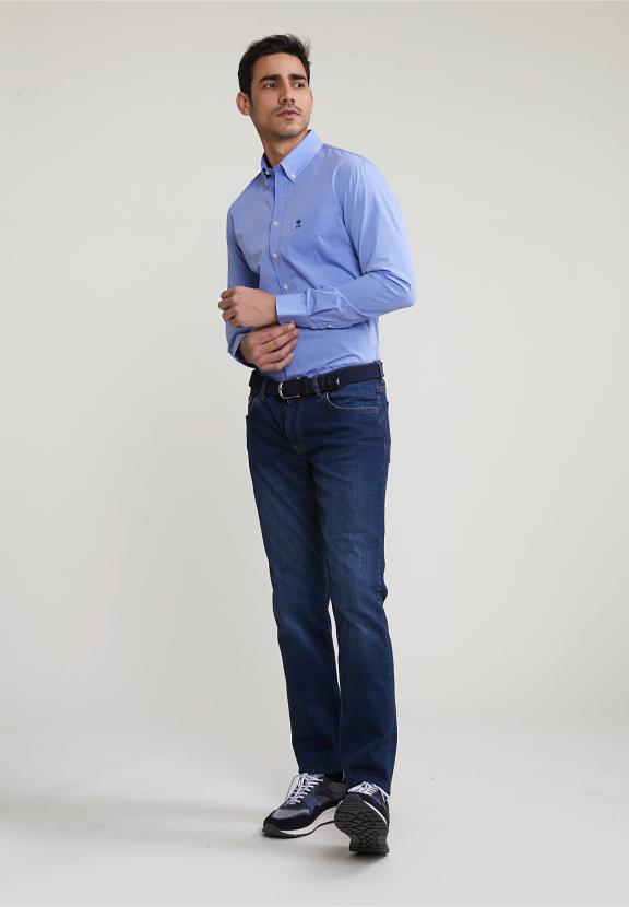 Slim Fit Uni Shirt With Pocket Blue - Multi