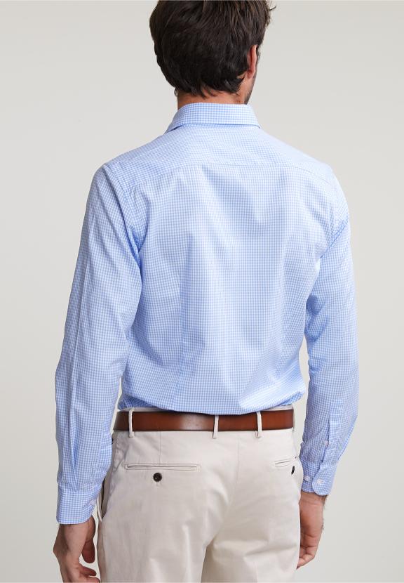 Slim Fit Checked Shirt Blue/White - Meervoudig