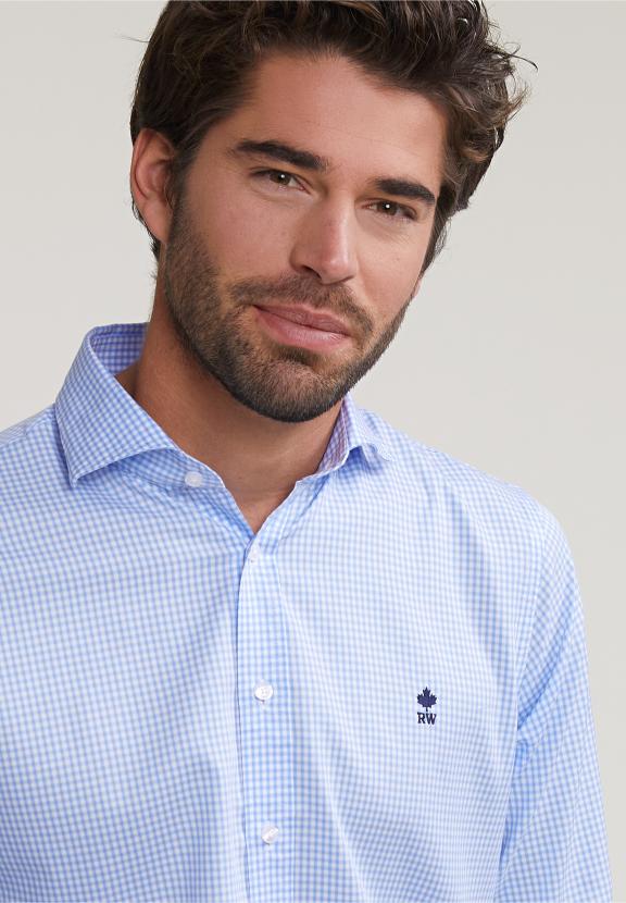 Slim Fit Checked Shirt Blue/White - Meervoudig