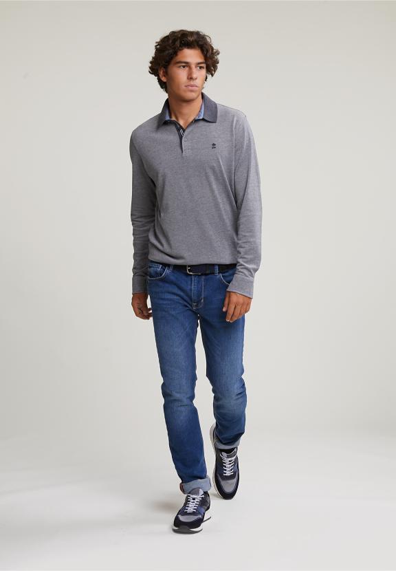 Custom Fit Cotton Polo Graphite Mix - Gris
