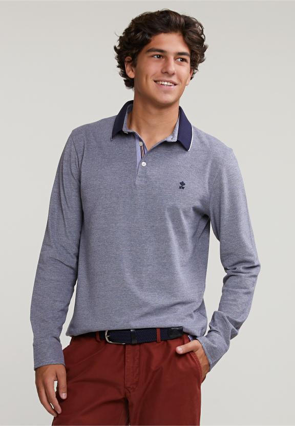 Custom Fit Cotton Polo Navy - Bleu