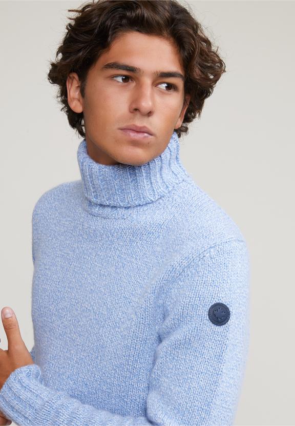 Custom Fit Wool-Cashmere Sweater - Sky Mix - Bleu