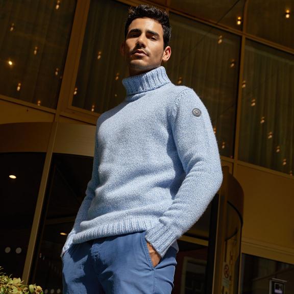 Custom Fit Wool-Cashmere Sweater - Sky Mix - Bleu