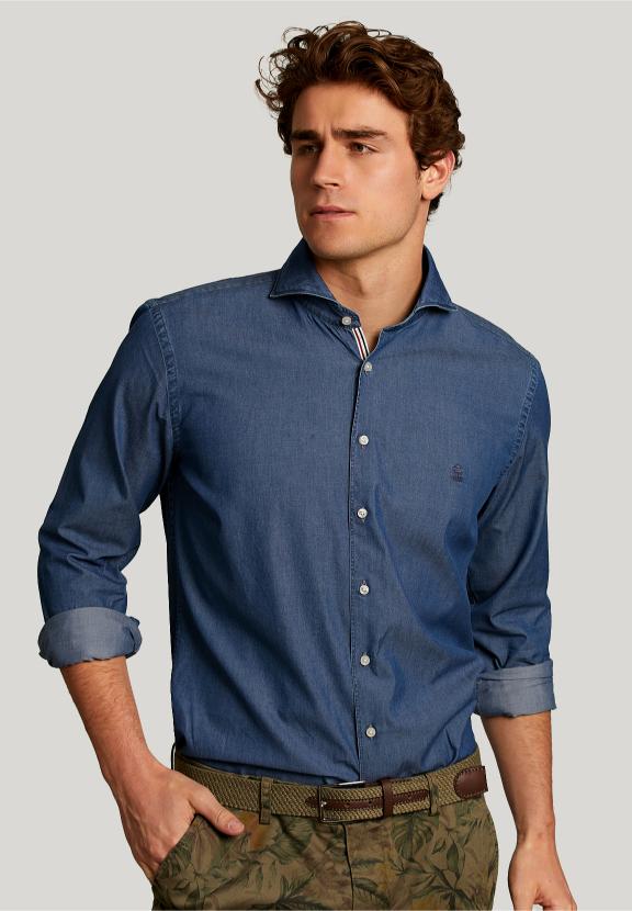 Slim Fit Jeans Shirt Dark Bleach - Denim