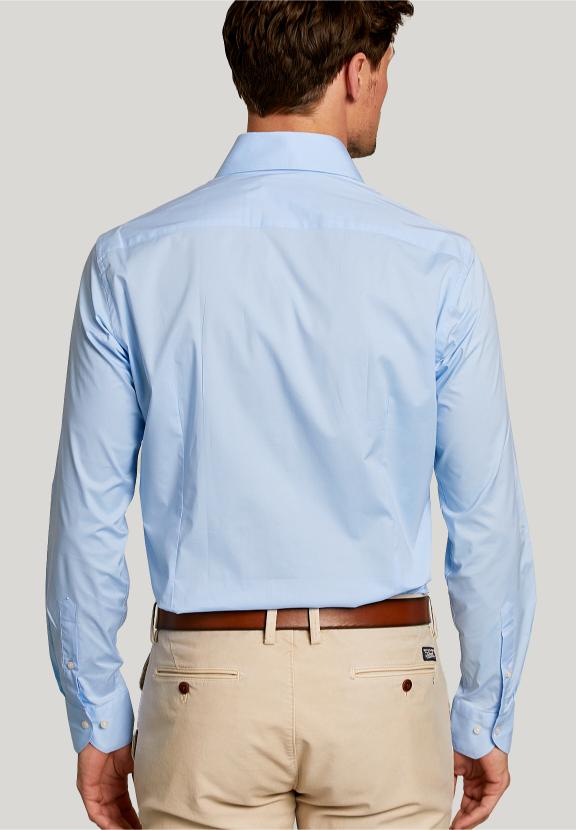 Slim Fit Uni Stretch Shirt Light Blue - Bleu