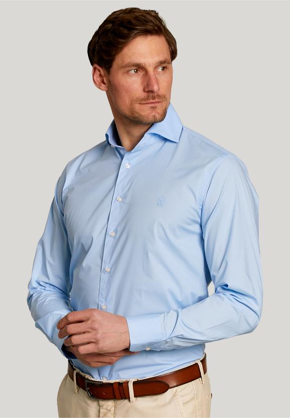 Slim Fit Uni Stretch Shirt Light Blue - Bleu