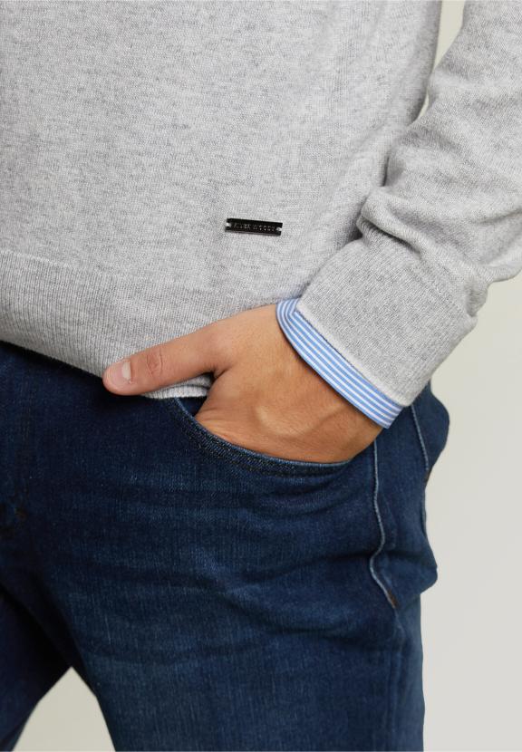 Custom Fit Wool-Cashmere Sweater Pinguin Mix - Grijs