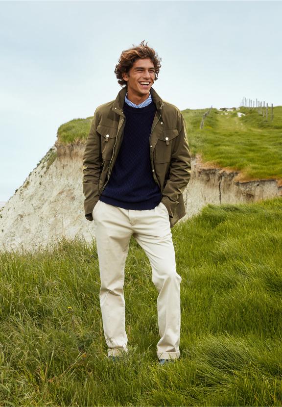 Fancy Buttoned Jacket Applied Pockets Khaki - Khaki