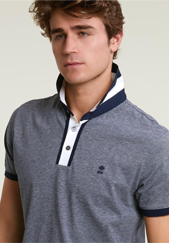 Custom Fit Silky Cotton Polo Polo Navy - Blauw