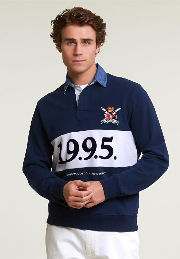 Fancy Rugby Sweater Navy - Bleu
