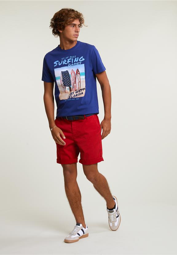 Normal Fit Basic T-Shirt Short Sleeves Royal Blue - Bleu