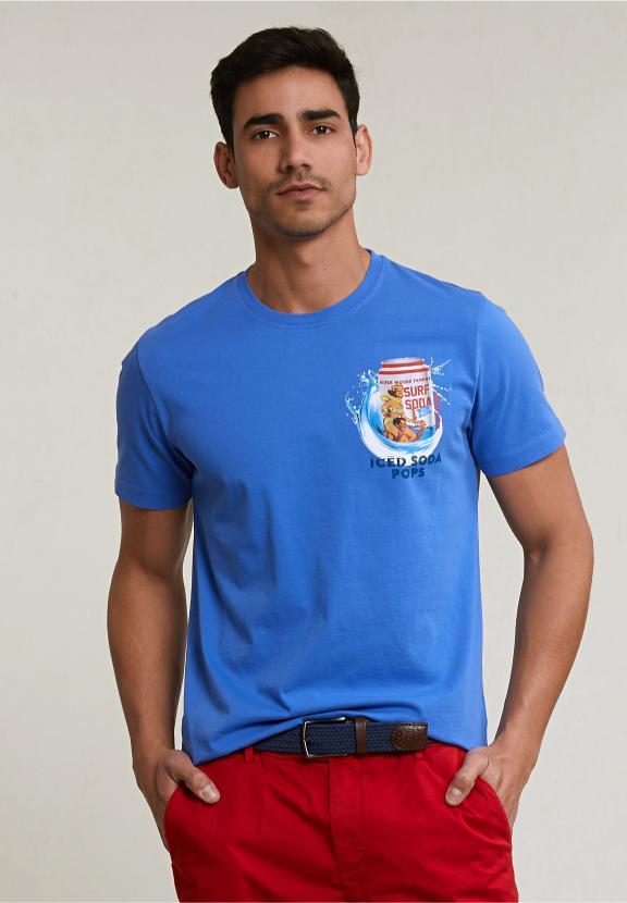 Normal Fit Basic T-Shirt Short Sleeves Evening Blue - Blauw