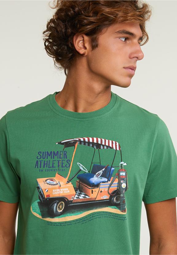 Normal Fit Basic T-Shirt Short Sleeves Belize Green - Vert