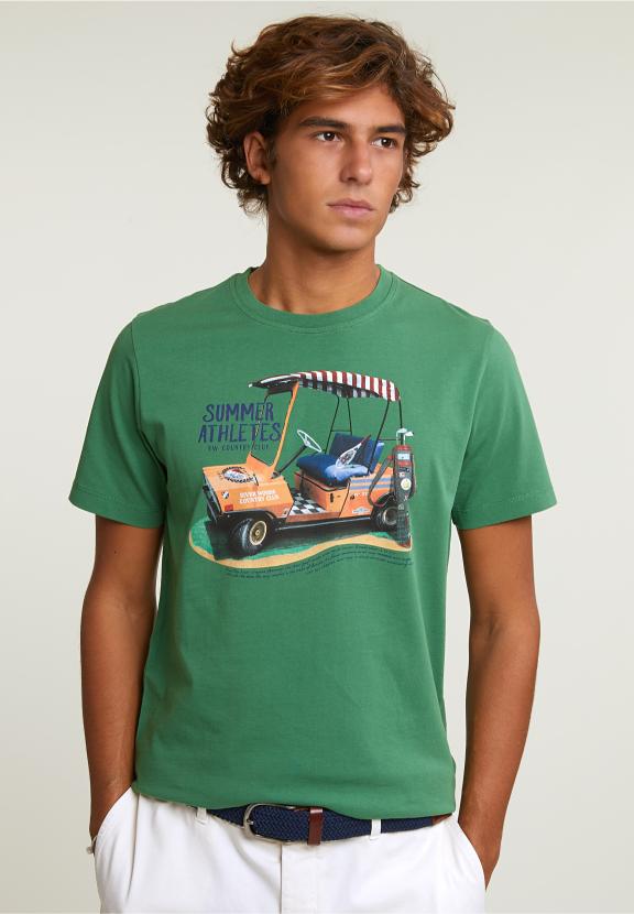 Normal Fit Basic T-Shirt Short Sleeves Belize Green - Vert