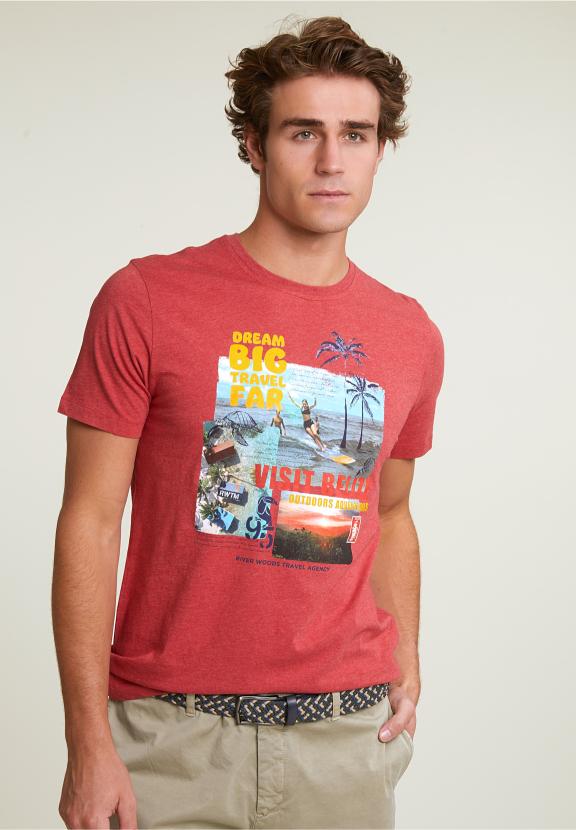 Normal Fit Basic T-Shirt Short Sleeves Scarlet Mix - Rose